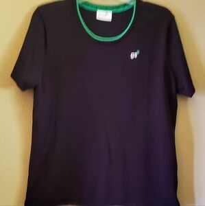 Girl Scout short sleeve sweater with green trim & trifold